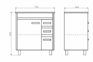 Тумба Runo Палермо 70 напольная под умывальник Teffy 70 (00-00004157)
